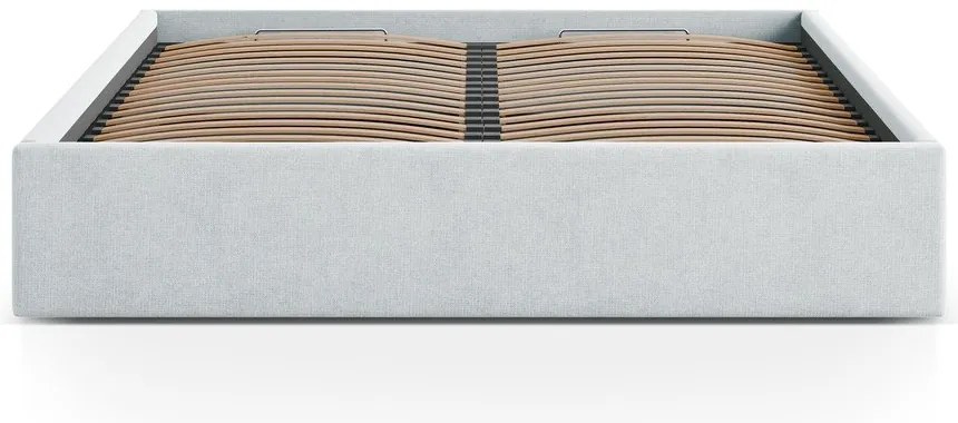 Светлосиво двойно легло 160x200 cm тапицирано с място за съхранение/без табла с включена подматрачна рамка Susan – Micadoni