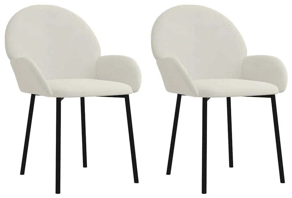 344772 vidaXL Трапезни столове, 2 бр, кремави, кадифе