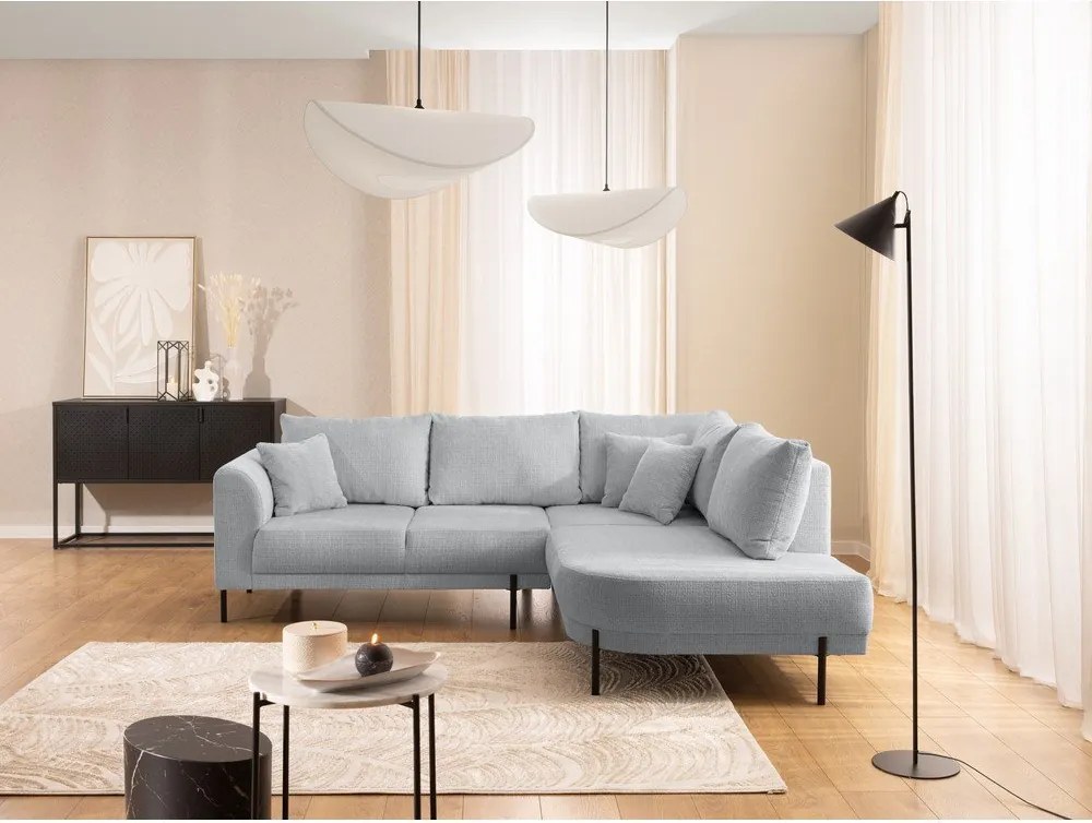 Светлосив шенилов ъглов диван (десен ъгъл/L форма) Mauris – Ropez