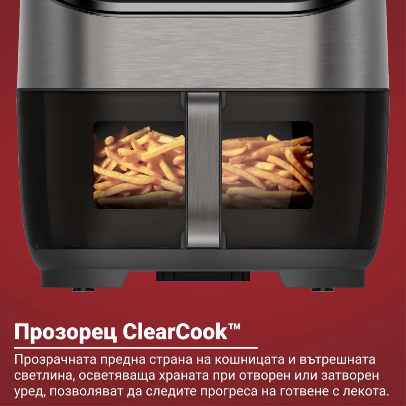 Фритюрник с горещ въздух Instant Pot Vortex Plus Clearcook 140309701, 1700W, 5.7 л, 6 програми, 35-205C, Вътрешно осветление, Черен