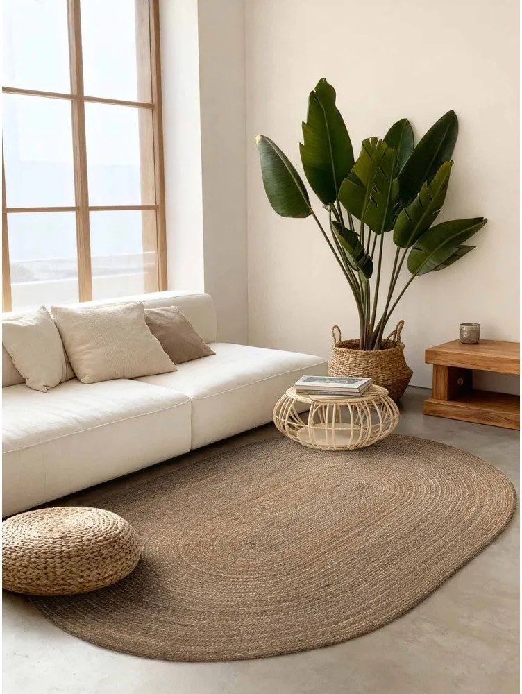 Двустранен ръчно изработен ютен килим в тъмно естествен цвят 160x230 cm Braided – Hanse Home