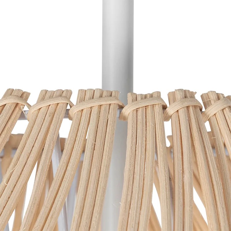 Рустикална подова лампа бяла с ратан - Sam