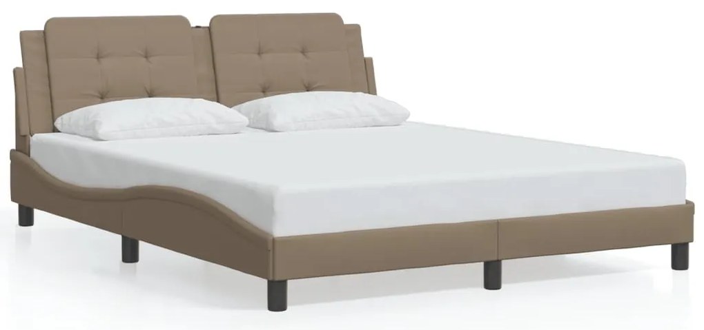 3208195 vidaXL Рамка за легло без матрак Zadar, капучино, 160x200 см, изкуствена кожа