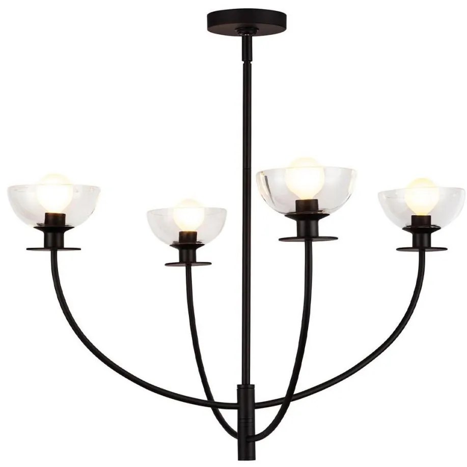 Alora Mood ALM-SYLVIA4-BK-CL - Полилей на метална тръба SYLVIA 4xE14/40W/230V черен