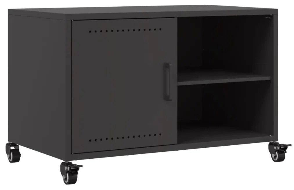 846668 vidaXL ТВ шкаф, черен, 68x39x43,5 см, стомана