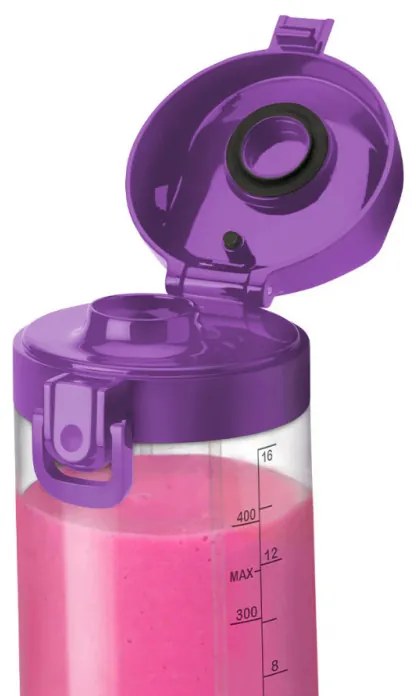 Преносим USB блендер Nutribullet NBP003PU, 2000 mAh, 475 ml, 4 ножа, Трошене на лед, До 15 цикъла, Лилав