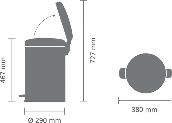 Кош за боклук с педал Brabantia NewIcon 649047, 20 л, Плавно затваряне, Противоплъзгаща основа, Метална вътрешна кофа, Бял