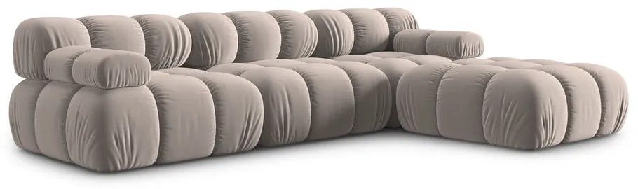 Светлокафяв кадифен модулен ъглов диван (променлив) Bellis – Micadoni