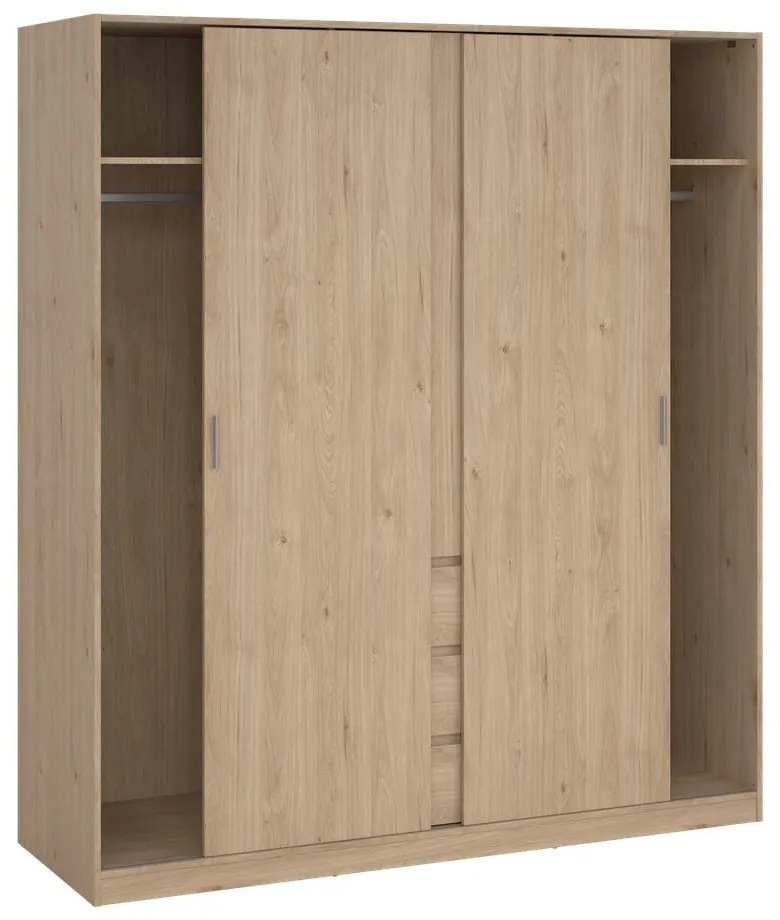 Гардероб от дъбов декор с плъзгащи се врати в естествен цвят 177x200x60 cm Naia – Tvilum