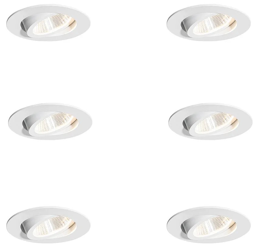 Set van 6 inbouwspots wit 6,8cm incl. LED 750 lm dimbaar IP65 - Gaius