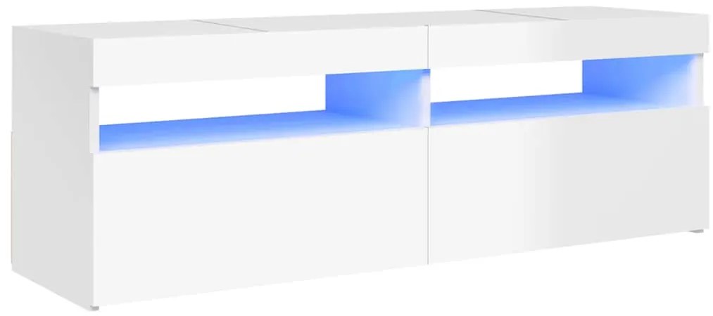804379 vidaXL ТВ шкаф с LED осветление, бял гланц, 120x35x40 см