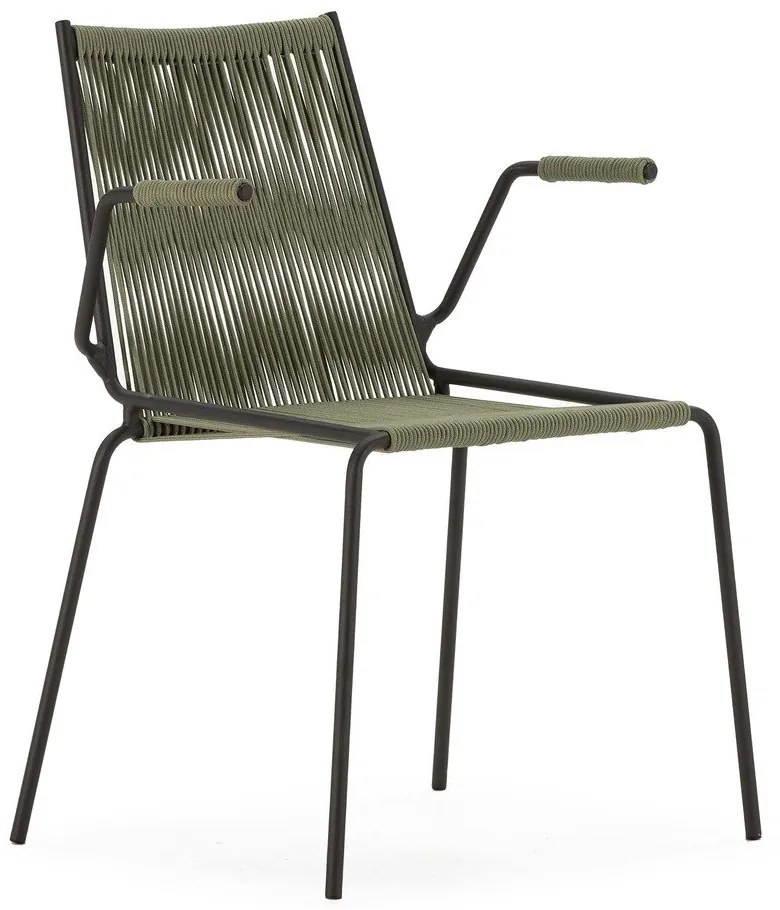 Зелени метални трапезни столове в комплект с подлакътници/за подреждане 2 бр. Emily – Marckeric