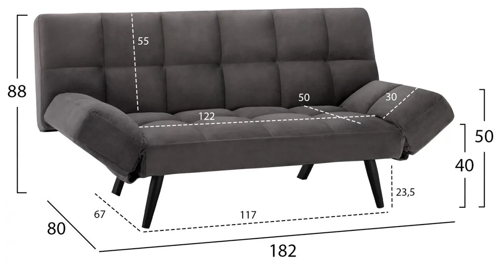 Канапе легло HM3167.01 сив цвят