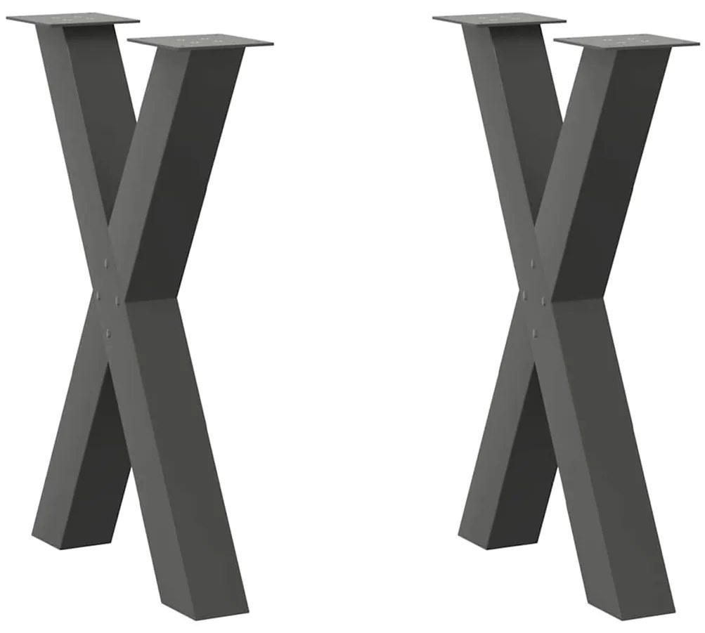 4012970 vidaXL Крака за трапезна маса, X-образни, 2 бр., антрацит, 50x(72-73) см, стомана