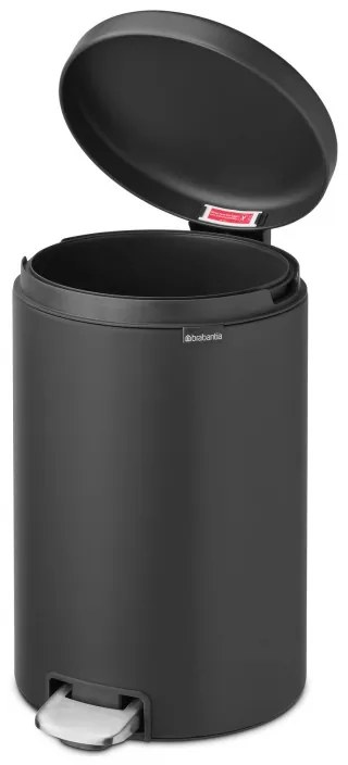 Кош за боклук с педал Brabantia NewIcon 649747, 20 л, Плавно затваряне, Противоплъзгаща основа, Минерално покритие, Тъмносив