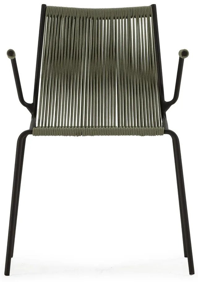 Зелени метални трапезни столове в комплект с подлакътници/за подреждане 2 бр. Emily – Marckeric