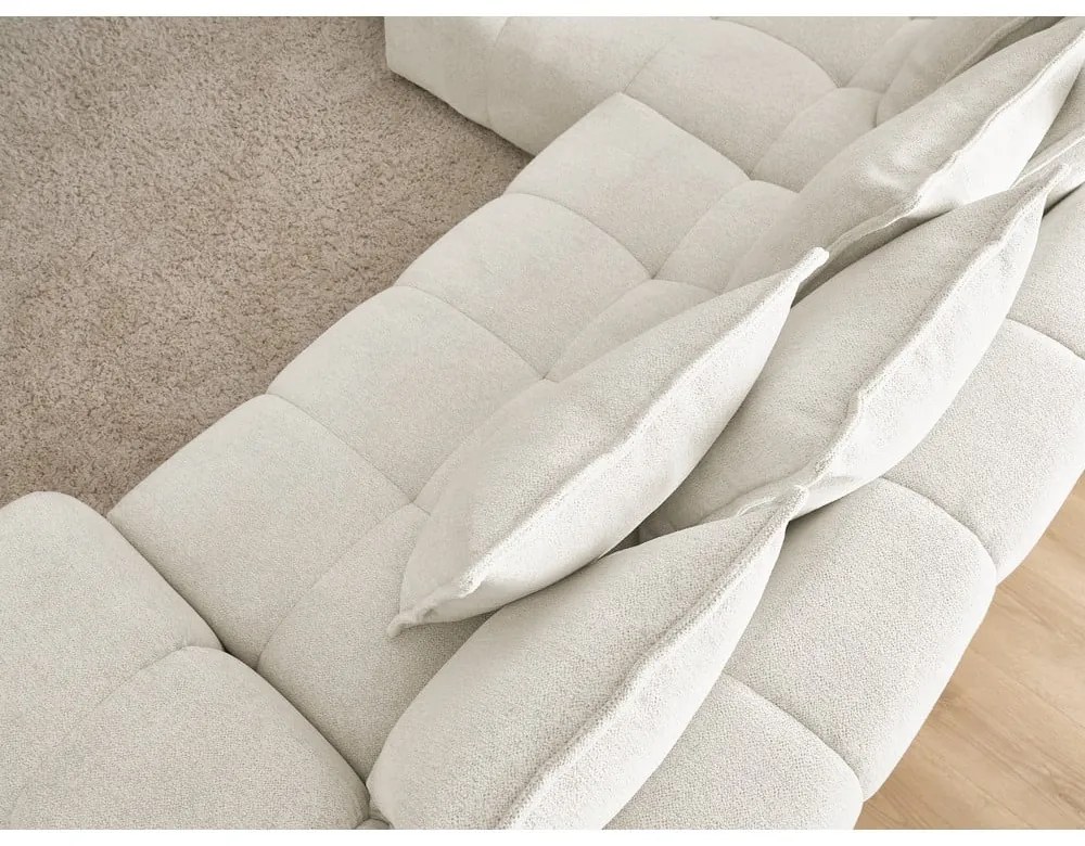 Бял шенилов сгъваем/с място за съхранение ъглов диван (ляв ъгъл) Everest – Bobochic Paris