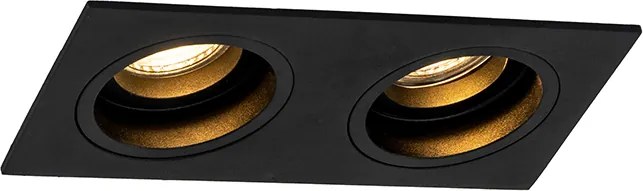 Интелигентен вграден прожектор черен правоъгълен регулируем вкл. 2 WiFi GU10 - Chuck