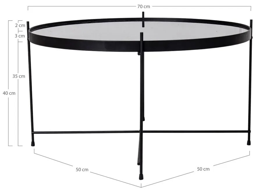 Черна кръгла маса за кафе ø 70 cm Venezia - House Nordic