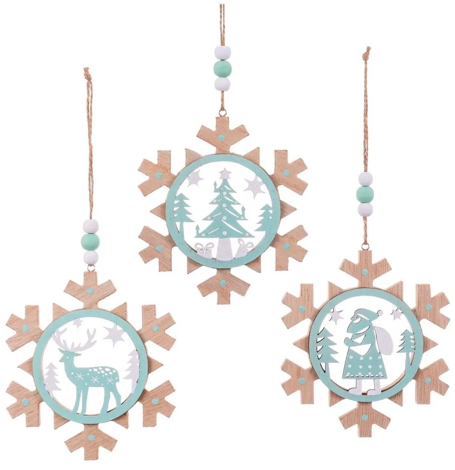 Висяща коледна украса в комплект от 3 броя Snowflake - Casa Selección
