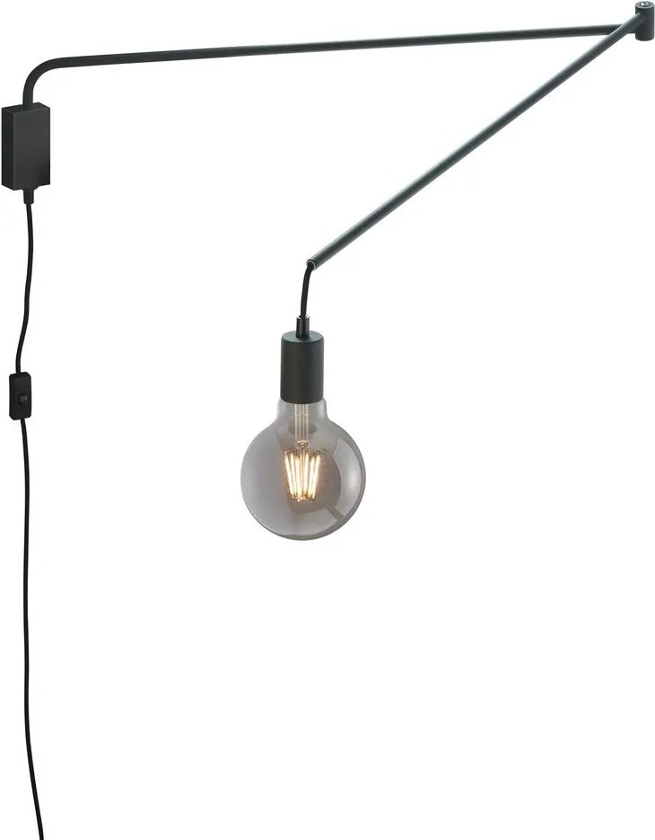 Матово черно стенна лампа с огъваща се структура за контакт Line – Trio