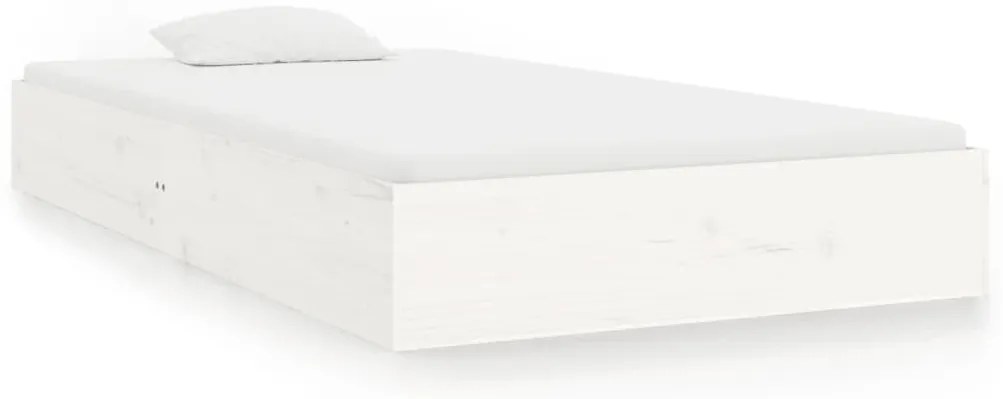 820053 vidaXL Рамка за легло, бяла, масивно дърво, 100х200 см