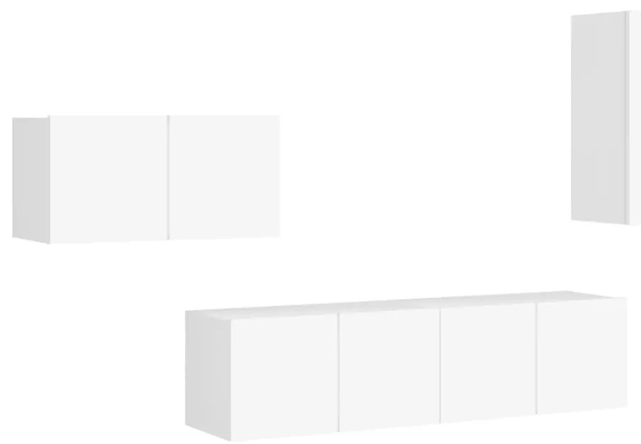 3078677 vidaXL Комплект ТВ шкафове от 4 части, бял, инженерно дърво