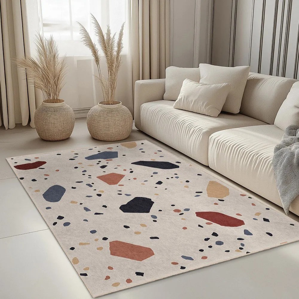 Кремав килим подходящ за пране 60x100 cm Cracked Terrazzo – Mila Home