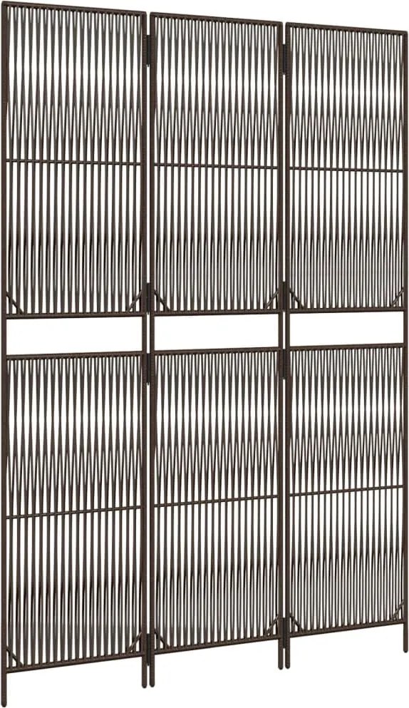 365389 vidaXL Параван за стая, 3 панела, кафяв, полиратан
