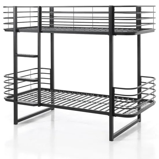 Черно метално двуетажно детско легло с включена подматрачна рамка 90x200 cm Oscar – Vipack