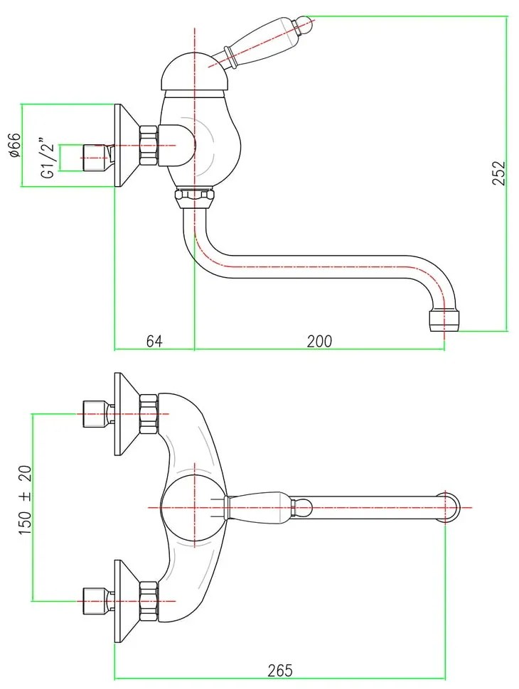 Стенна батерия за мивка в сребрист цвят (1 изход) Kirké White – Sapho