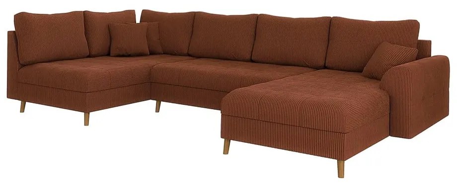 Ъглов диван от рипсено кадифе в тухлен цвят (десен ъгъл) Ariella – Ropez