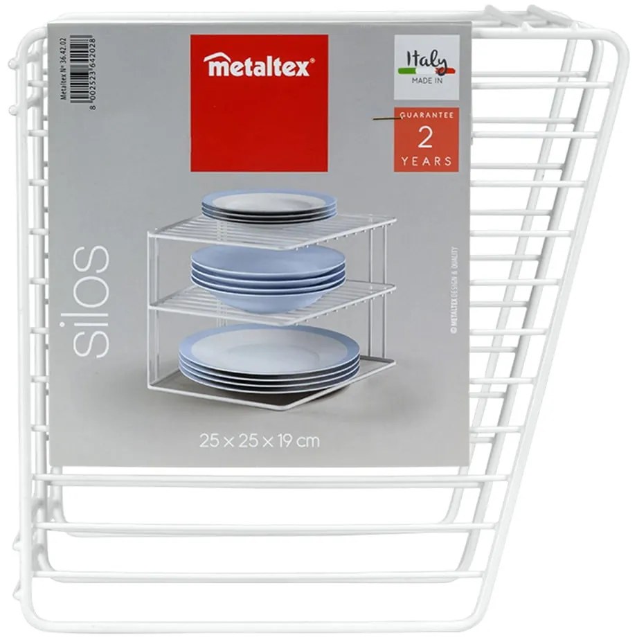 Бял стоманен допълнителен рафт 25x25 cm Silos – Metaltex