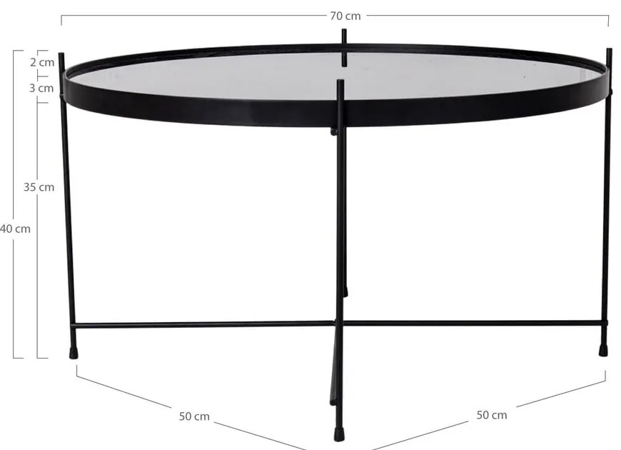 Черна кръгла маса за кафе ø 70 cm Venezia - House Nordic