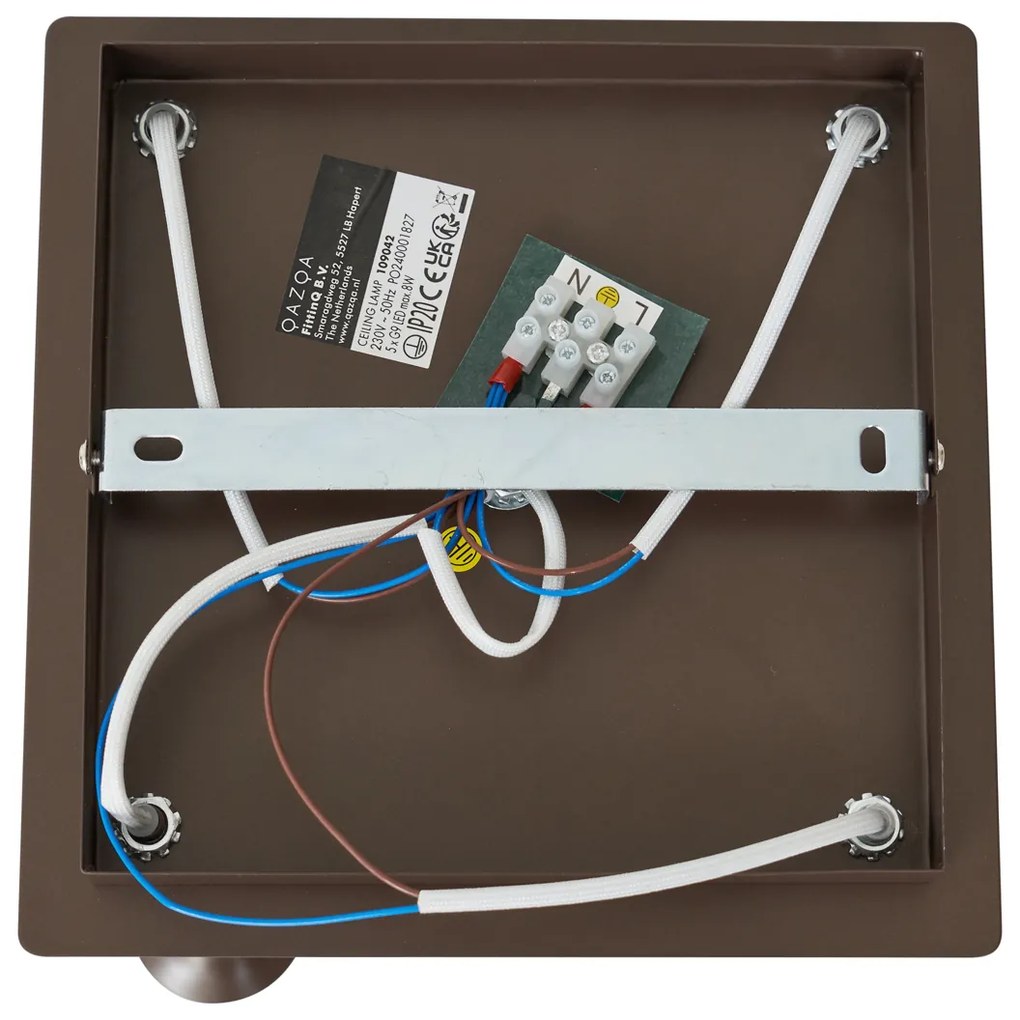 Дизайнерска таванна лампа бронз с бронзово стъкло 5-лампи - Атина