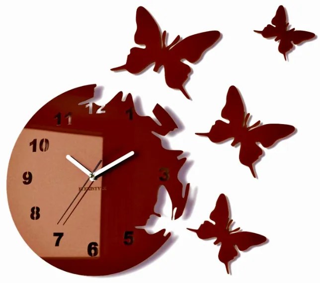 Самозалепващ се стенен часовник с мотив на пеперуда Злато