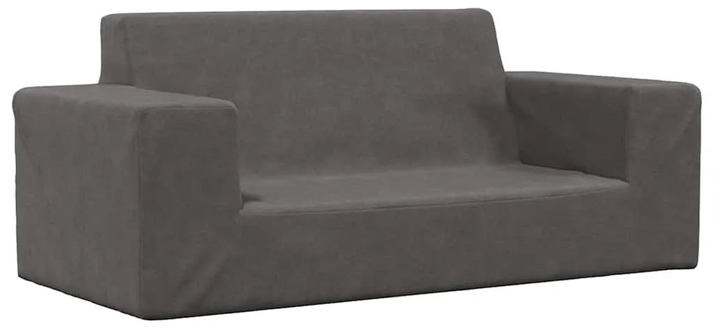 4104780 vidaXL 2-местен детски диван, антрацит, мек плюш
