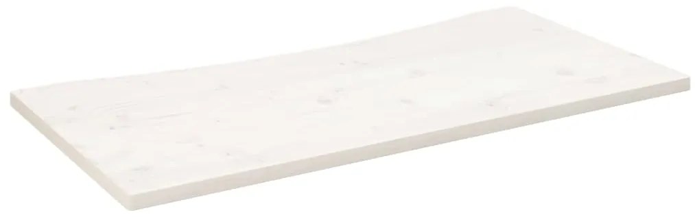 824431 vidaXL Плот за бюро, бял, 100x50x2,5 см, борово дърво масив