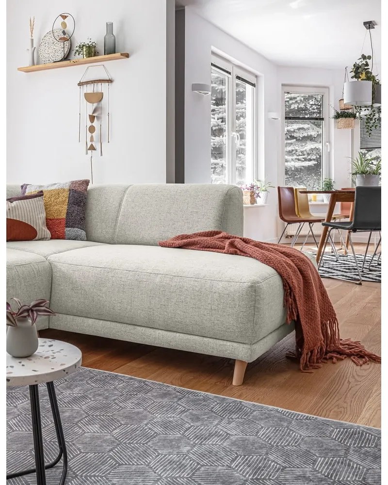 Бежов разтегателен/с място за съхранение ъглов диван (десен ъгъл/L форма) Classy Sophie – Miuform