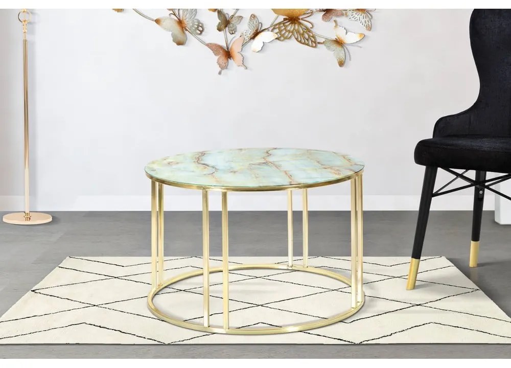 Масичка за кафе в бяло и златно, ø 75 cm Sepa - Mauro Ferretti