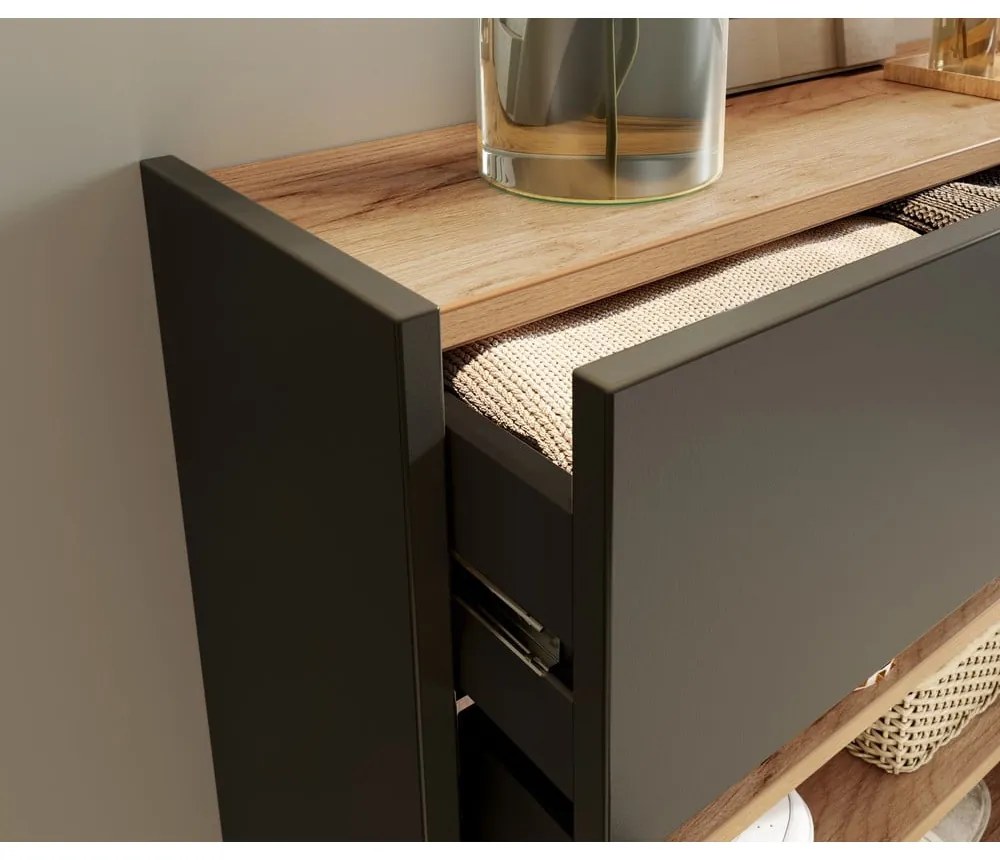 Антрацит/натурален шкаф за обувки Ameca - Germania