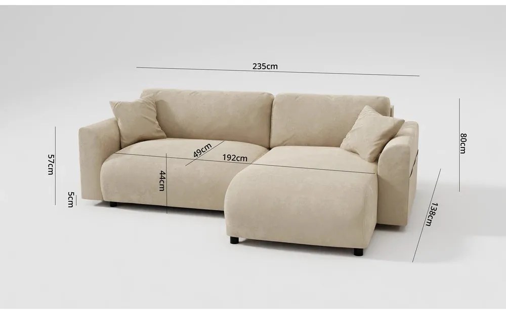 Сгъваем ъглов диван в тухлен цвят (променлив) Lorine – Ropez