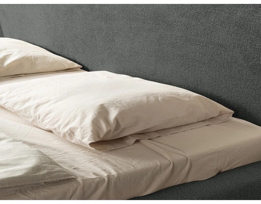 Тъмносиво двойно тапицирано легло с включена подматрачна рамка 180x200 cm Makana – Makamii