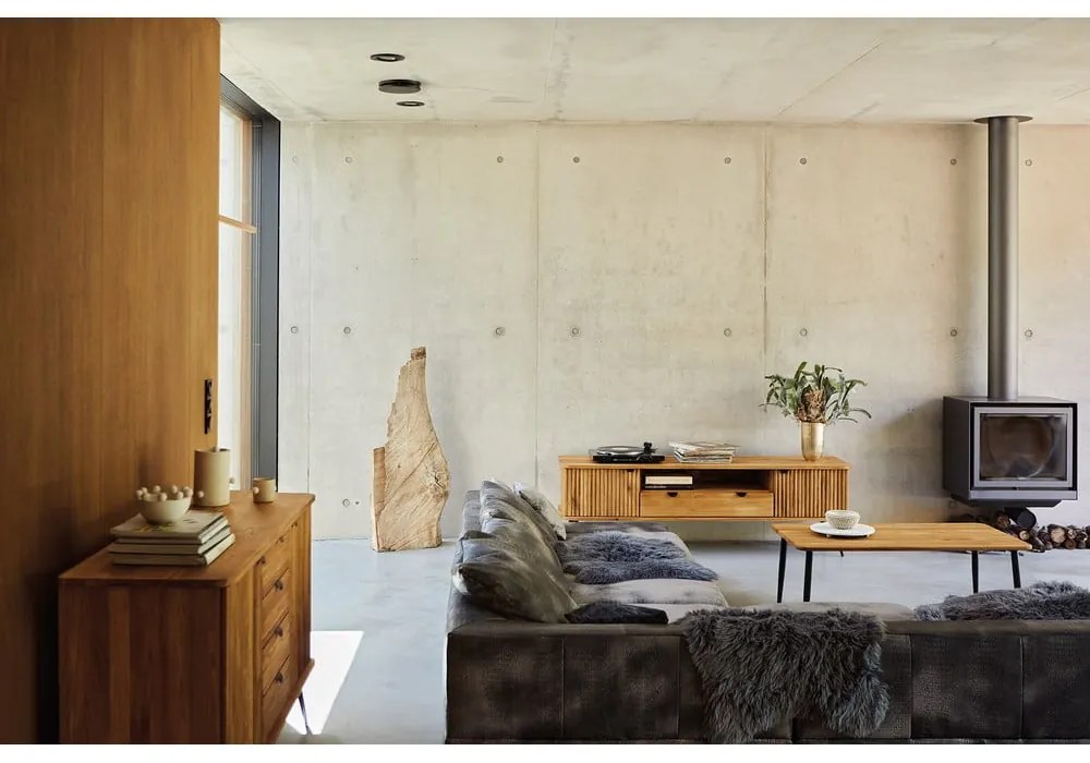 Дъбова маса за кафе в естествен цвят 60x110 cm Kula - The Beds