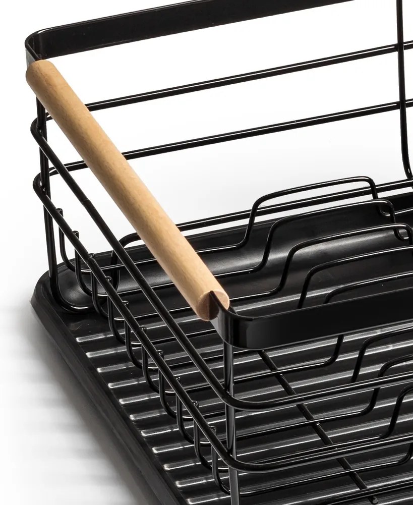 Сушилник/отцедител за съдове и прибори от неръждаема стомана в черен цвят  43x32x14.5см