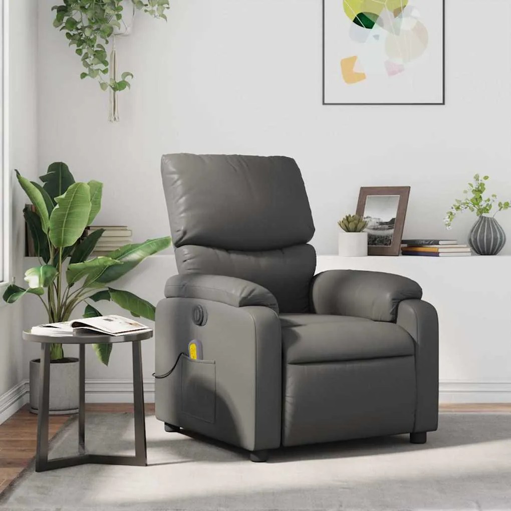 373444 vidaXL Масажен наклоняем стол, сив, изкуствена кожа