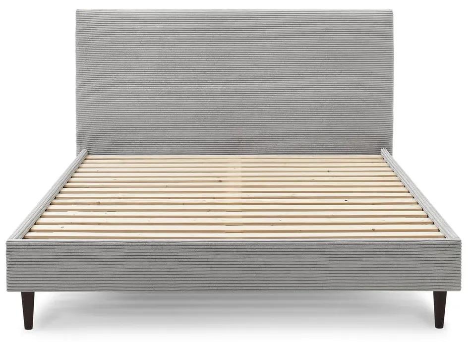 Светлосиво тапицирано двойно легло с решетка 160x200 cm Anja - Bobochic Paris