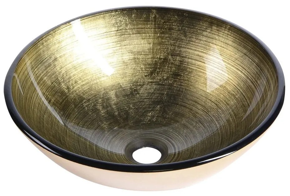 Стъклена кръгла мивка в златисто ø 42 cm Fianna – Sapho