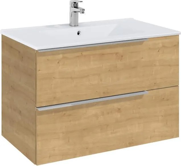 Долен шкаф Elegant plus с 2 чекмеджета и умивалник 800 mm, светъл дъб