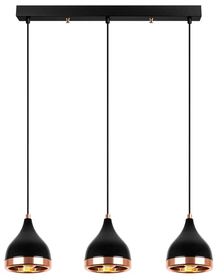 Черно и в меден цвят висящо осветително тяло с метален абажур Yildo – Opviq lights